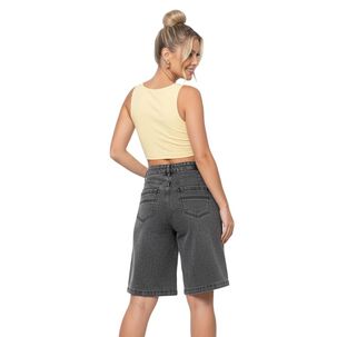 Short Jeans Wide Leg Con Brillos Mujer Tiro Alto Crystal