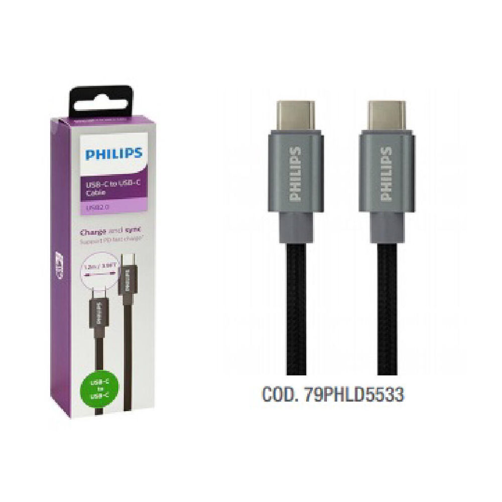 Cable Usb-c A Usb-c 1.2mts Philips Dlc5533c/97 image number 0.0