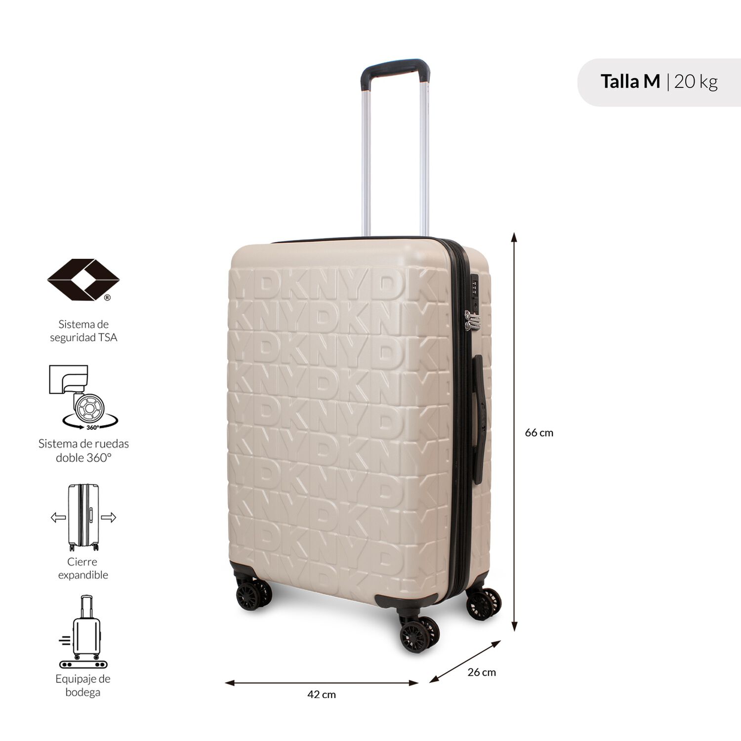 Set 3 Maletas Donna Karan Meghan Cabina Mediana Grande Beige image number 3.0