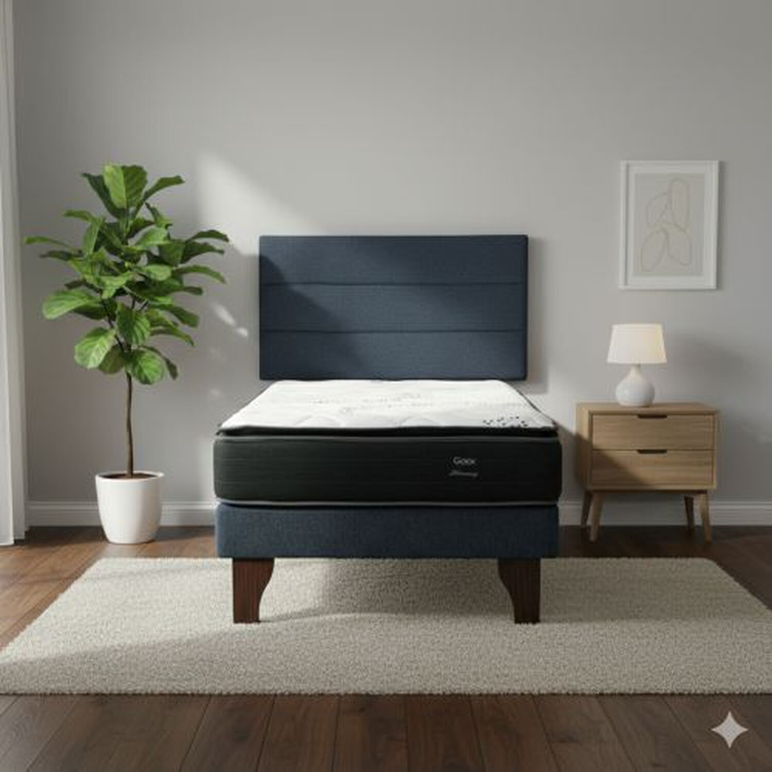 Cama Europea 1 Plaza 190 Plus Respaldo Atacama image number 0.0