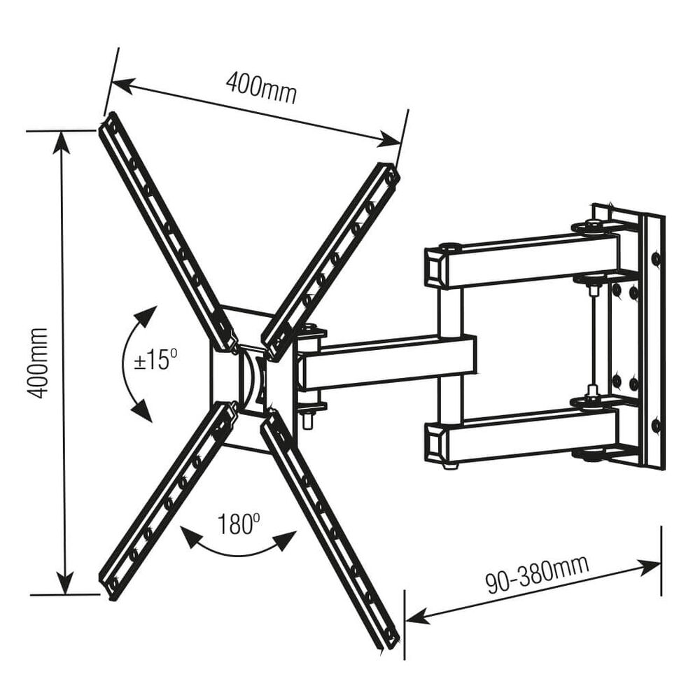 Soporte De Tv Para Cocina Con Brazo De 33cm 10" A 55" 40kg Bco Sbrp140b Brasforma image number 4.0