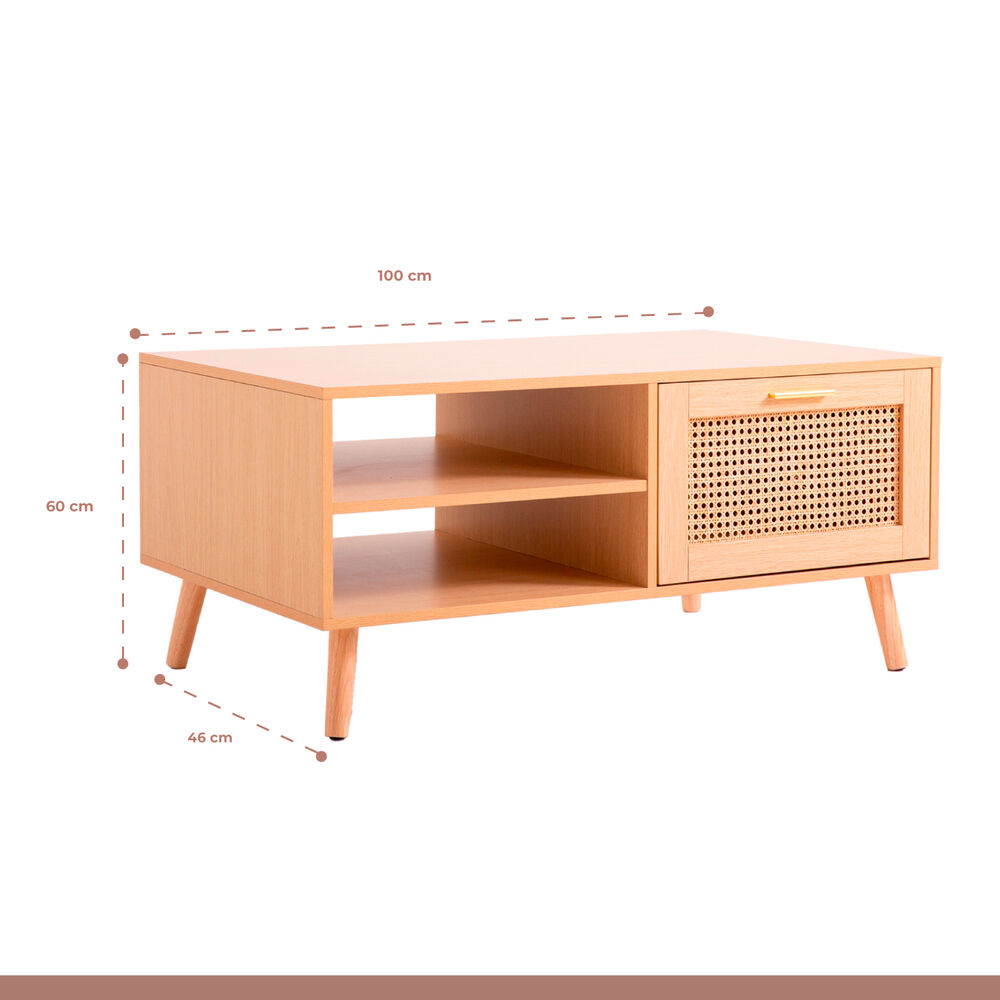 Mesa De Centro Con Rattan Y Madera Mdf image number 3.0