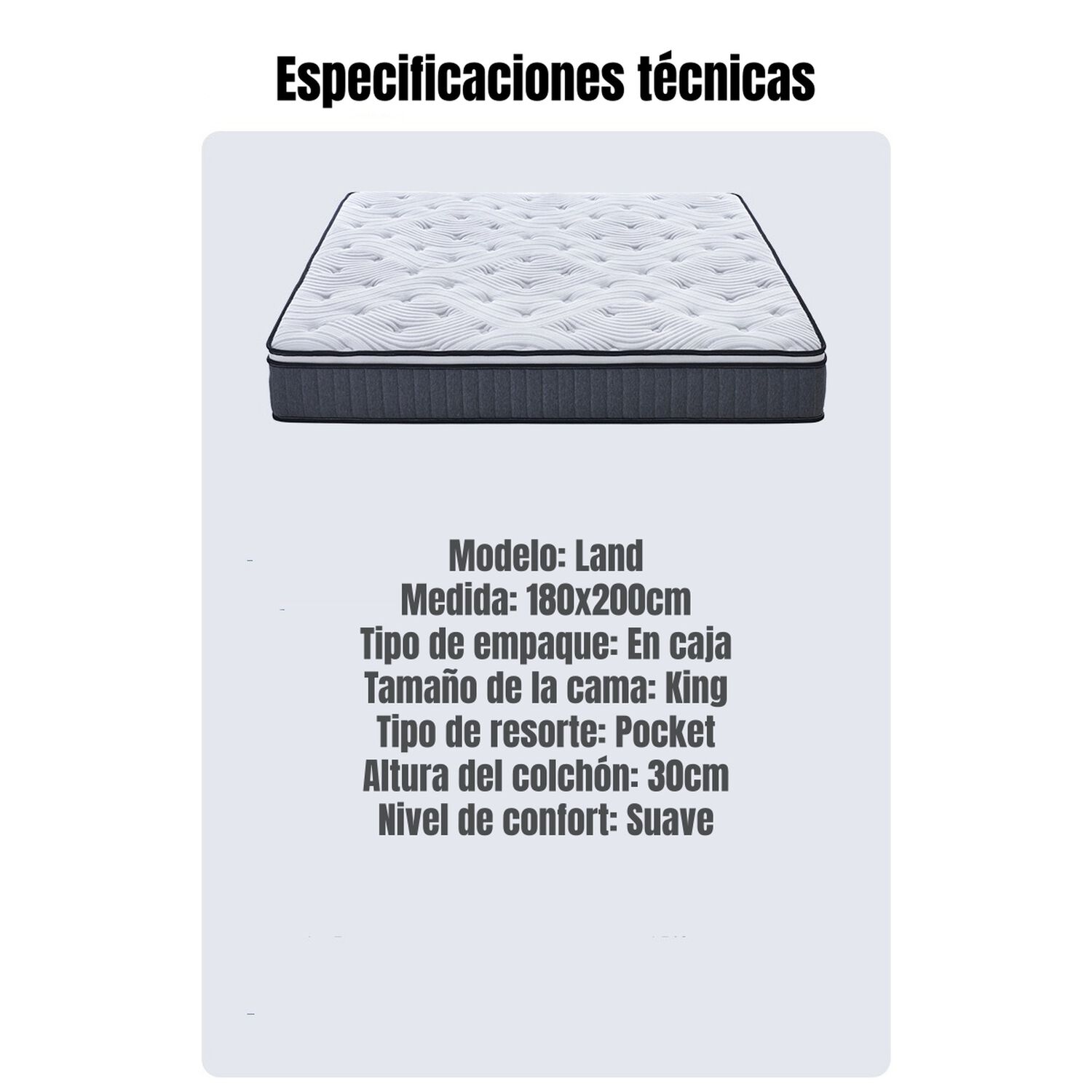 Colch&oacute;n King Comprimido Land Pocket 180x200x30cm image number 15.0