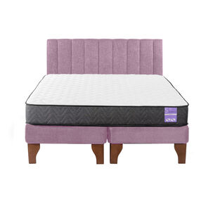 Cama Europea King + Respaldo Tubular Madera Rosado