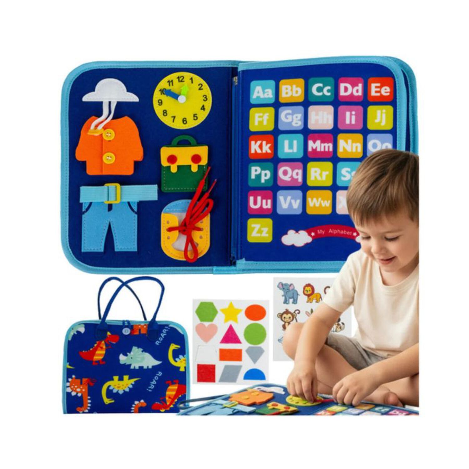 Malet&iacute;n Educativo Montessori Juguete Did&aacute;ctico Beb&eacute;s Azul image number 4.0
