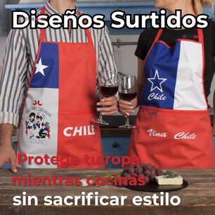 Delantal Cocina Fiestas Patrias Bandera Chilena 60x90cm Surtidos