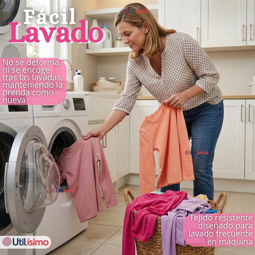 Pack 6 Camisetas Poleras Bamb&uacute; Cuello Redondo Primera Capa Manga Larga Colores Surtido Ni&ntilde;a image number 9.0