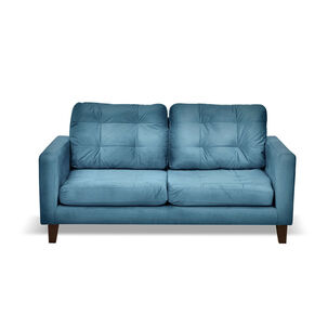 Sofa Napoles 2 Cuerpos Tela Velvet Azul Petroleo