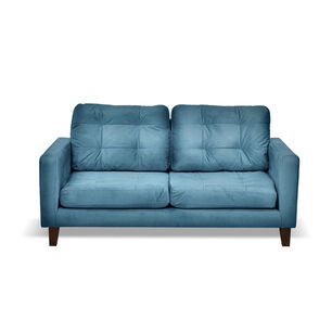 Sofa Napoles 2 Cuerpos Tela Velvet Azul Petroleo