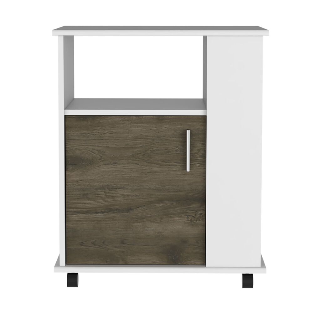 Mueble Microondas Con Ruedas 1 Puerta 73,6x60x40 Cm Blanco Y Café image number 3.0