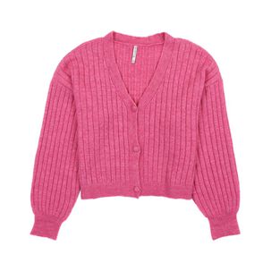 Sweater Crop Botones Canal Manga Larga Cuello V Mujer Freedom