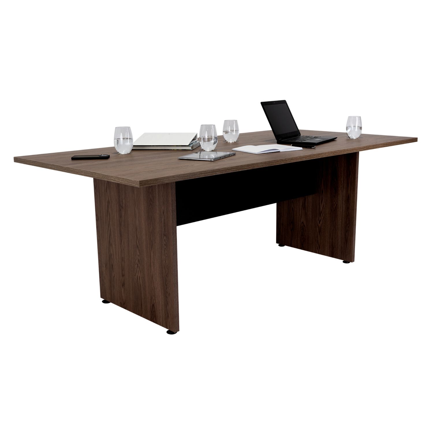 Mesa De Reunion 75x200x100 Cm Fm-054n - Negro Y Cafe Oscuro image number 1.0