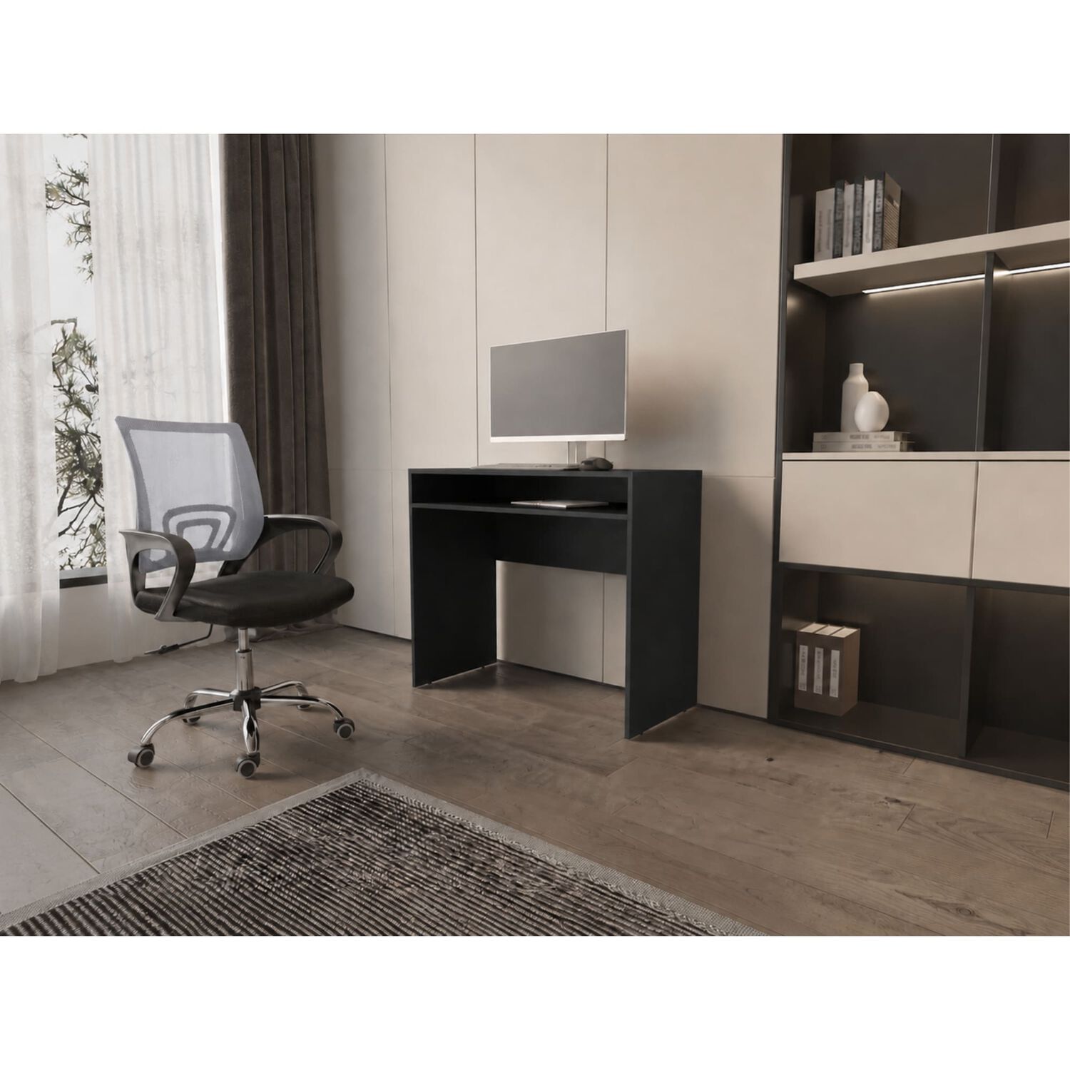 Combo Oficina New York 1 Escritorio Wengue + Silla Color Ergonomica Altura Ajustable image number 0.0