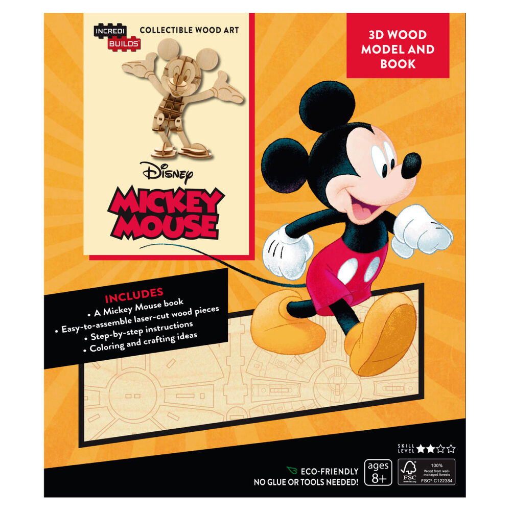 Walt Disney Mickey Mouse Libro Y Modelo Armable En Madera image number 0.0