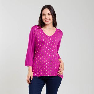 Polera Lisa Dise&ntilde;o Delantero Manga 3/4 Cuello V Mujer Sexy Large