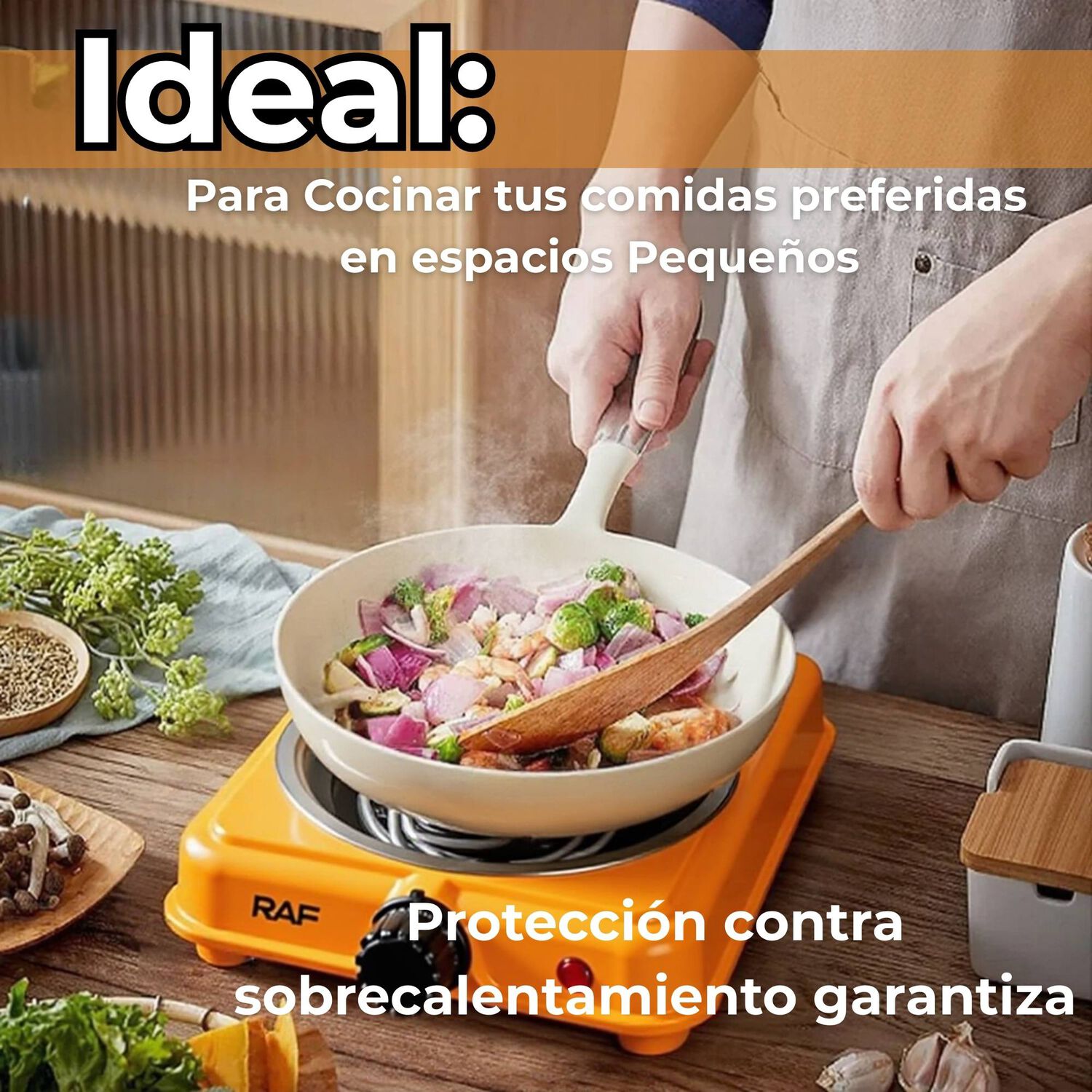 Cocina El&eacute;ctrica Port&aacute;til 1 Plato 1000w De Potencia Naranja image number 5.0