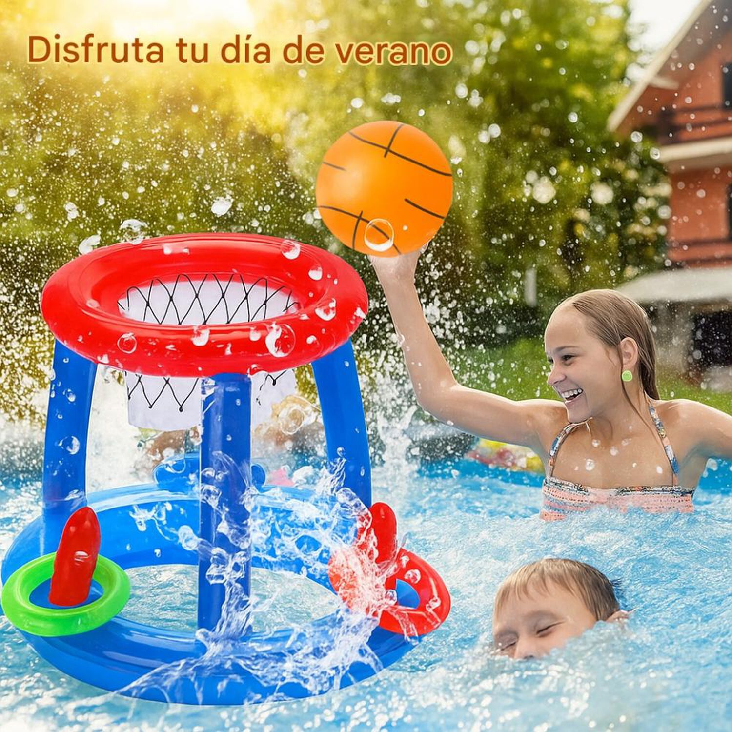 Juego Inflable Infantil Canasta Baloncesto Y Aros Piscina image number 1.0