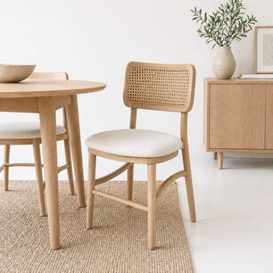 Silla De Estilo Natural Con Respaldo Tejido Y Asiento Acolchado