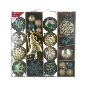 Set De Esferas De Navidad Casaideal Verde y Dorada 46 Piezas