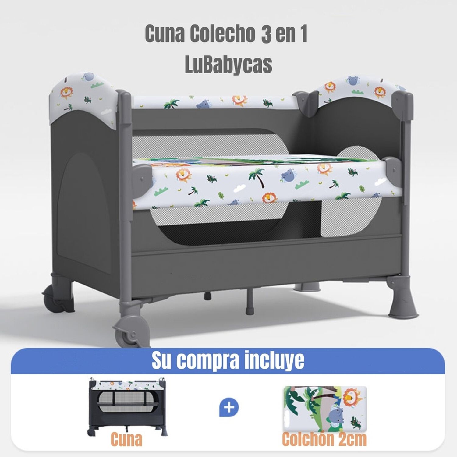 Cuna Colecho Corral 3 En 1 Lubabycas Le&oacute;n image number 9.0