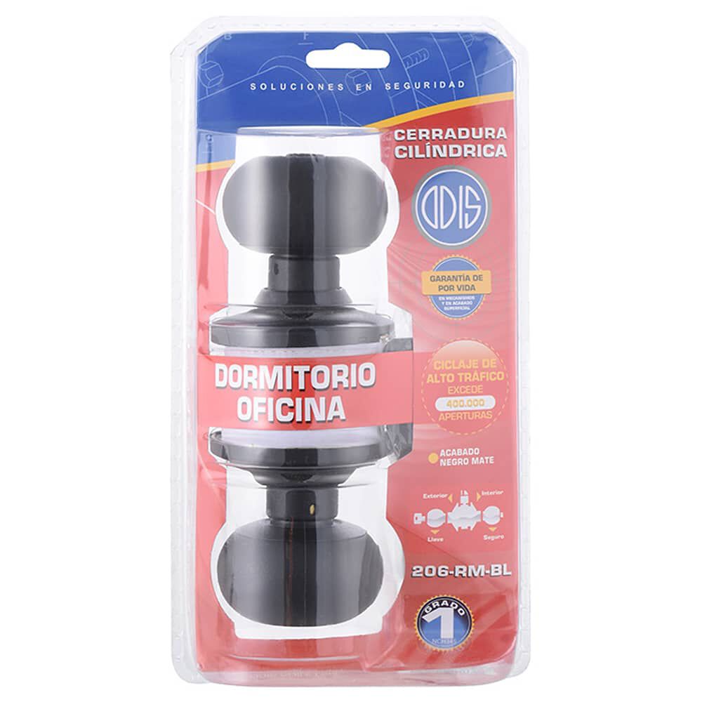 Cerradura Cil&iacute;ndrica Odis 206 Dormitorio - Negro image number 8.0