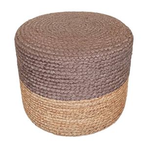 Pouf De Yute Natural Caf&eacute; Redondo