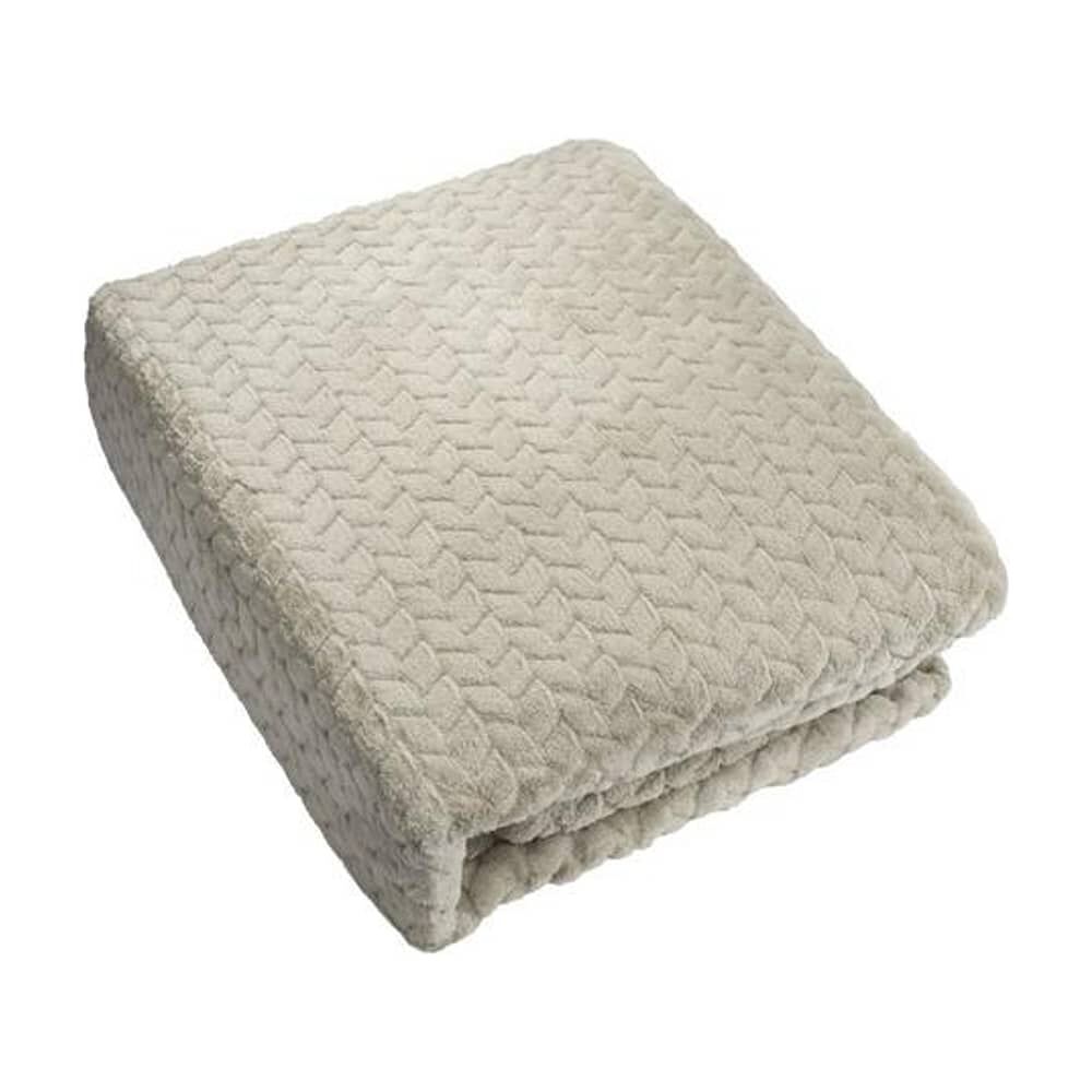Frazada Andes Jacquard Flannel Beige 1.5 Plaza image number 2.0