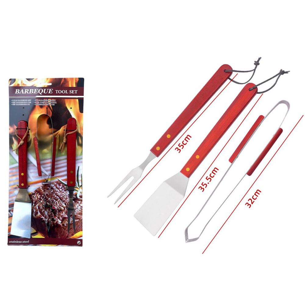 Set Parrillero 3 Piezas Asado Bbq Acero Inoxidable image number 2.0