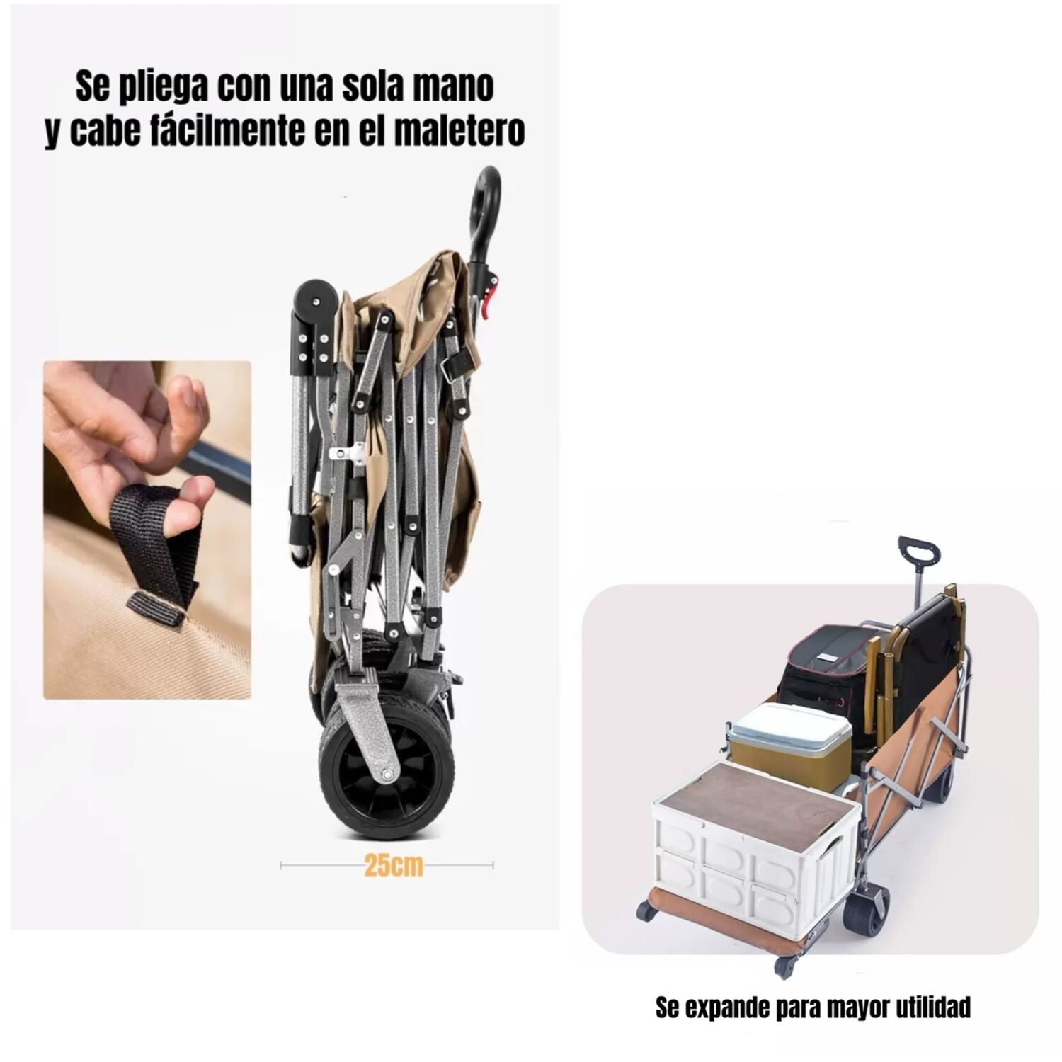 Carro Camping Expandible Multifuncional Doble Manilla Meteor image number 5.0