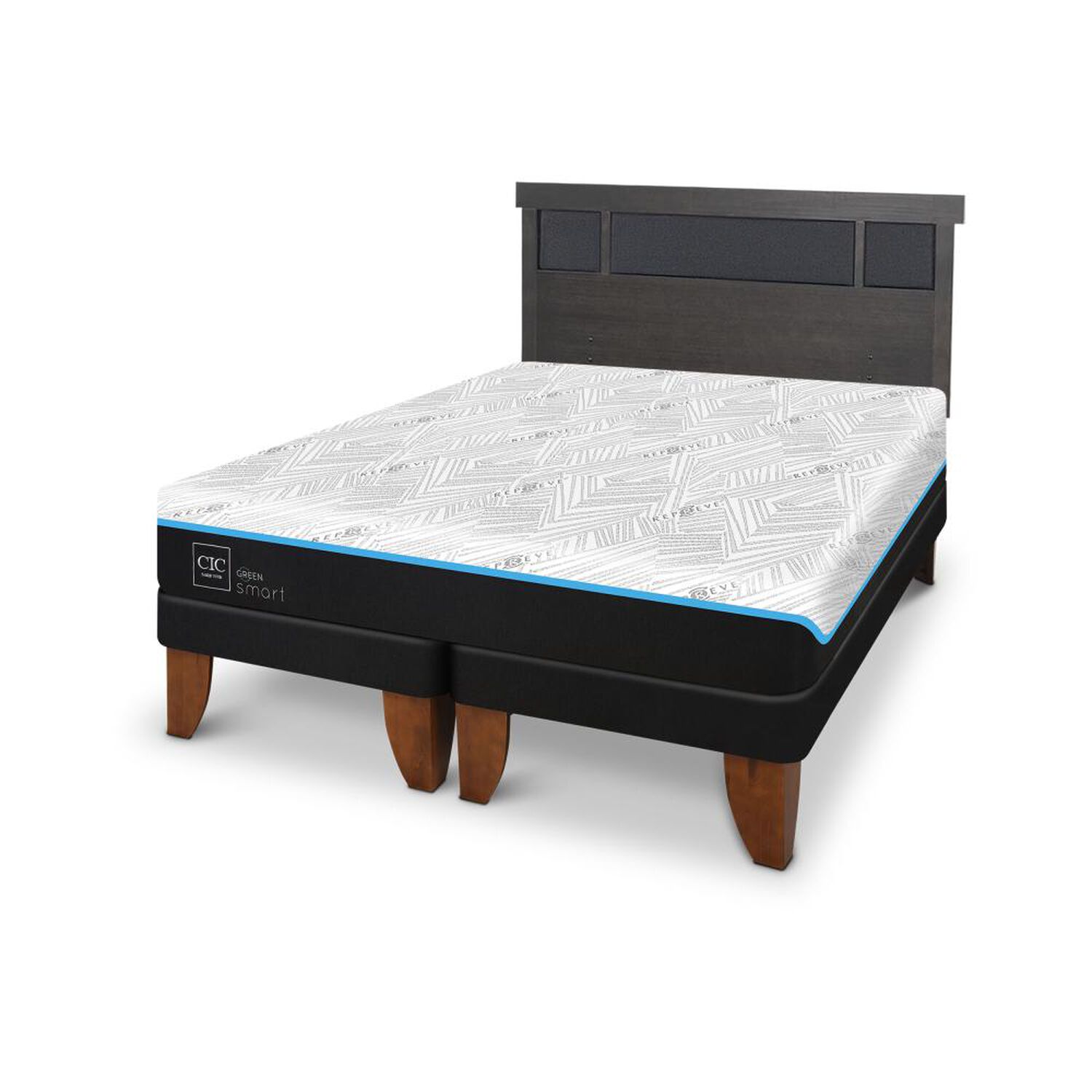 Cama Europea Cic Green Infinity / 2 Plazas / Base Dividida + Respaldo image number 1.0