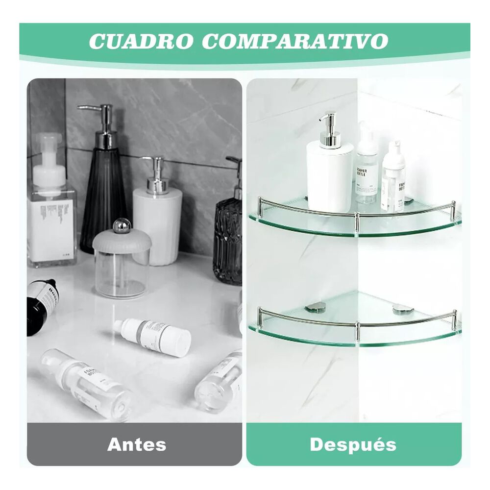 Pack 4 Estantes Esquinero Vidrio Organizador Ducha Moderno image number 3.0