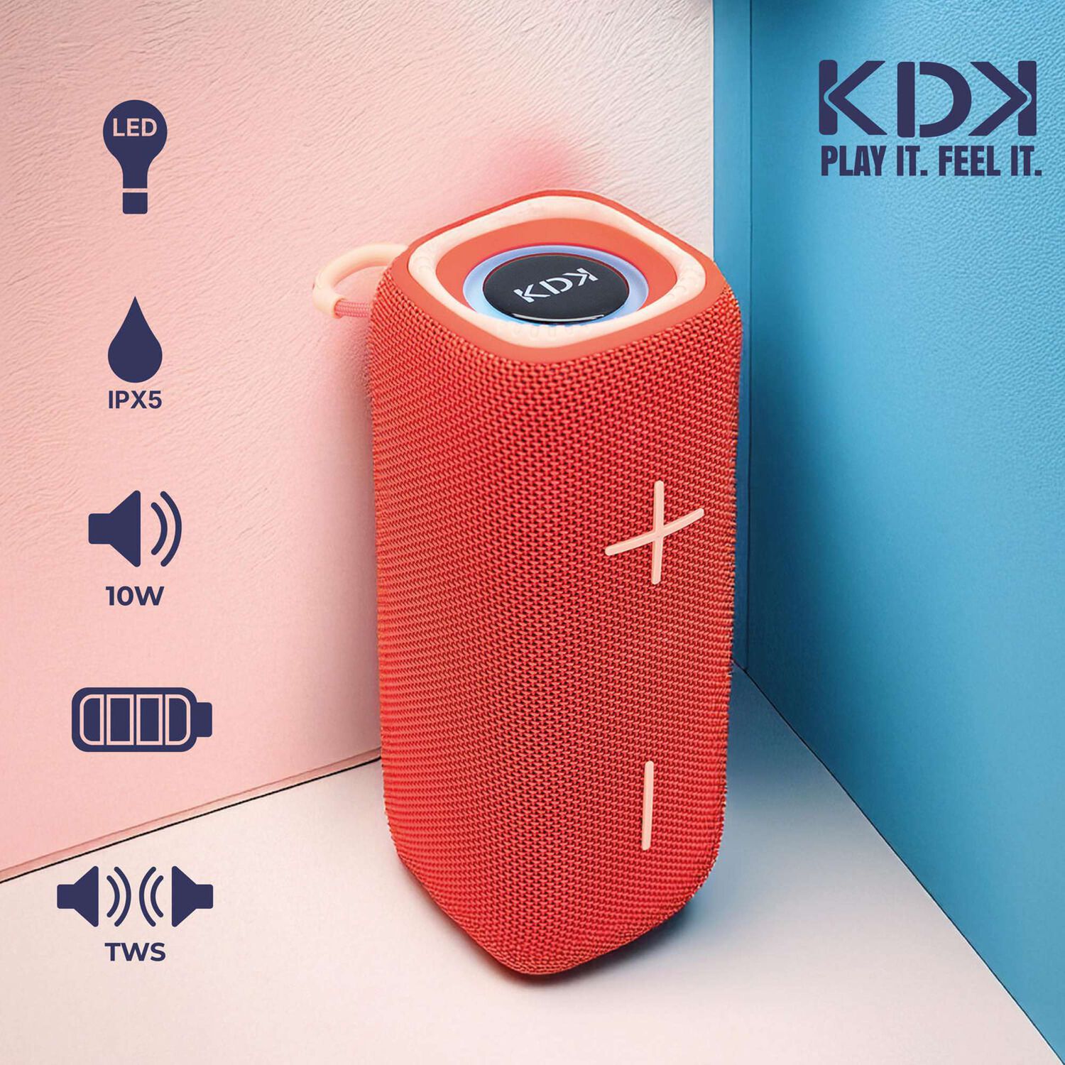 Parlante Mini Bluetooth Kdk Wave 10w Naranjo image number 3.0