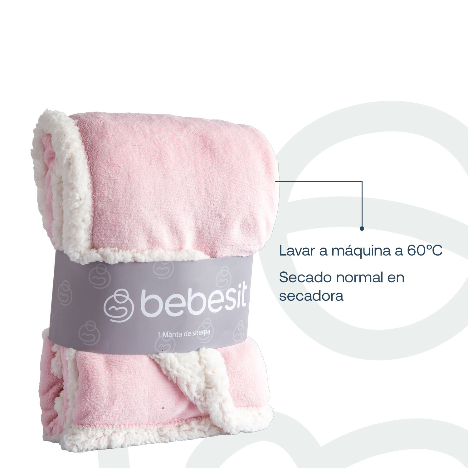 Manta Sherpa Bebe Hipoalerg&eacute;nica 91*127 Cm Rosa Bebesit image number 5.0