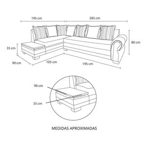 Sofá Seccional Living Factory Dakota Izquierdo / 5 Cuerpos