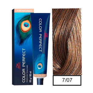 Wella - Tintura Permanente Color Perfect 7/07 Rubio Mediano Natural Marr&oacute;n 60gr + Oxidante 20vol 60ml