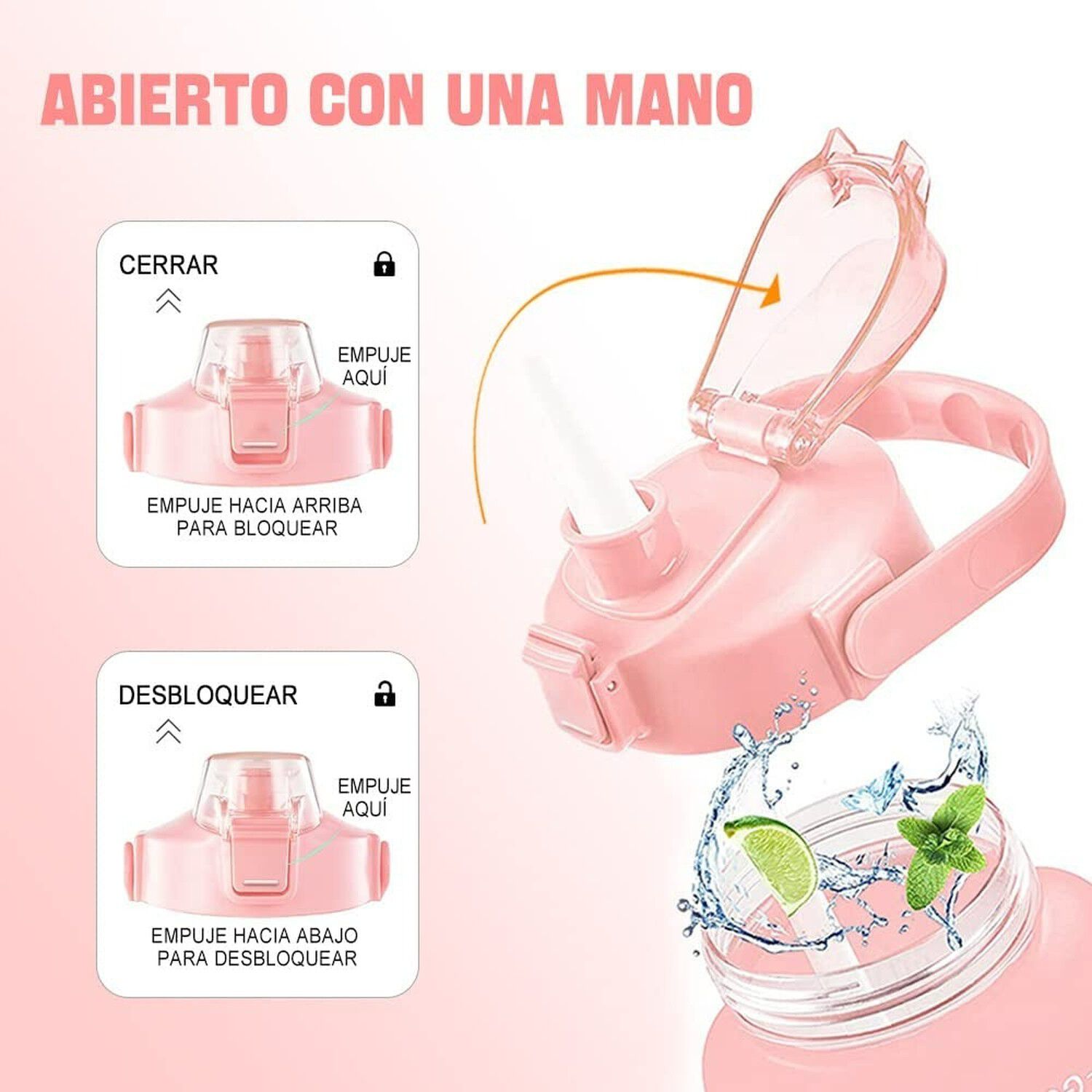 Botellas De Agua Motivacionales 2l Y 900ml Rosa Amarillo Celeste image number 1.0
