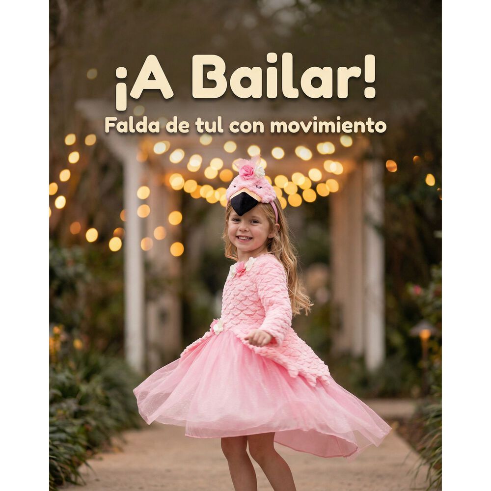 Disfraz Infantil De Flamenco Con Vestido Y Tocado De Ave, Perfecto Para Presentaciones, Carnaval, Halloween Y Fiestas Tem&aacute;ticas image number 7.0