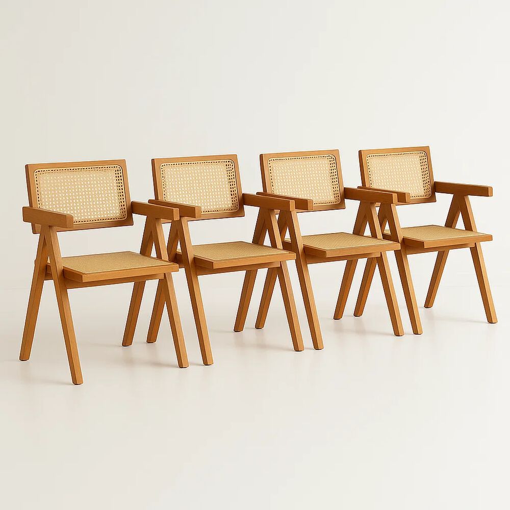 Pack De 4 Sillas Chandigarh De Madera - Natural image number 0.0