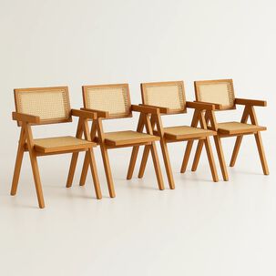Pack De 4 Sillas Chandigarh De Madera - Natural