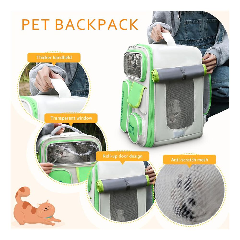 Bolso Mochila De Transporte Para Gatos Portátil Verde image number 1.0