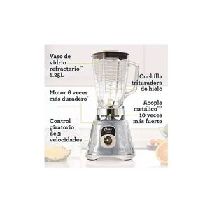 Licuadora Cl&aacute;sica Oster Cromo Con Perilla Ergon&oacute;mica De 3 Velocidades Blst4655