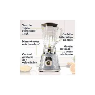 Licuadora Cl&aacute;sica Oster Cromo Con Perilla Ergon&oacute;mica De 3 Velocidades Blst4655