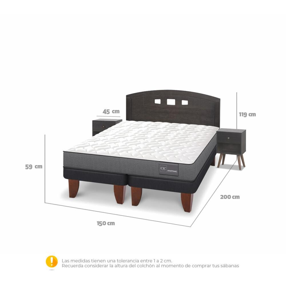 Cama Europea Cic Anatomic / 2 Plazas / Base Dividida + Set De Maderas image number 3.0