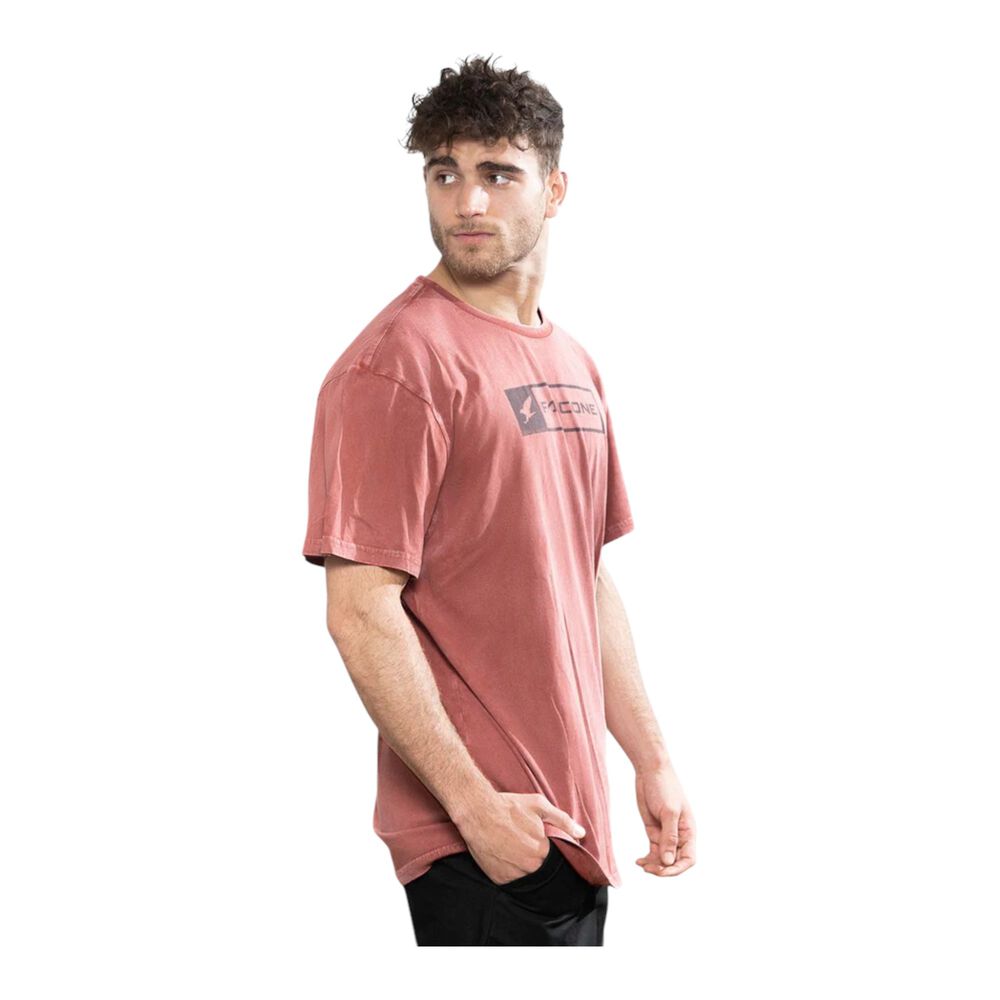 Polera Org&aacute;nica Acid-wash Rectangular Logo Terracota Hombre Falcone image number 1.0