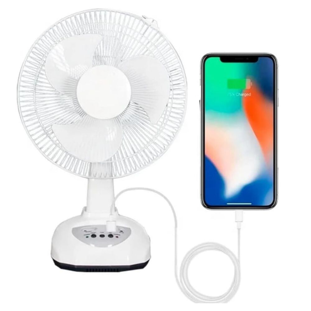 Ventilador Recargable Con Panel Solar Puerto Usb Luz Led 2 Ampollas Gratis image number 8.0