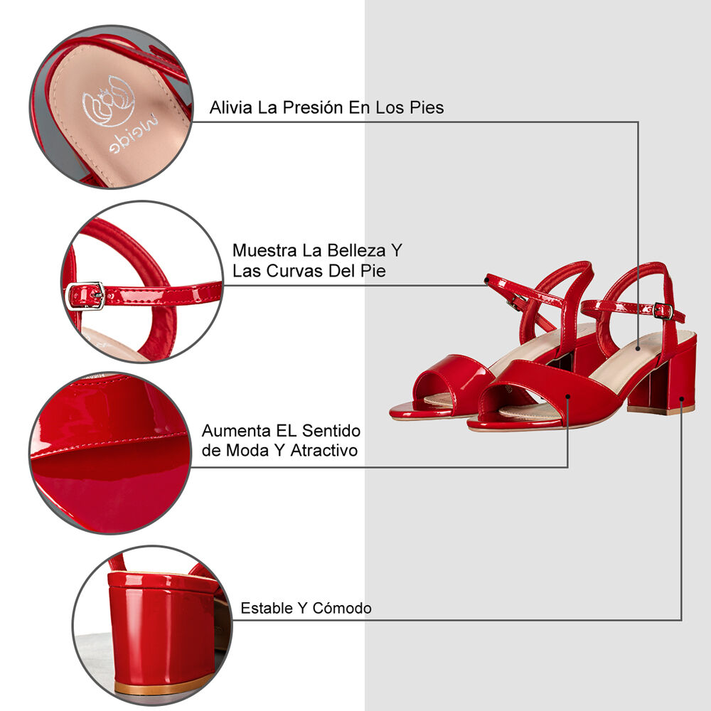 Sandalia Casual Taco Roja Mujer Weide Gh64 image number 5.0