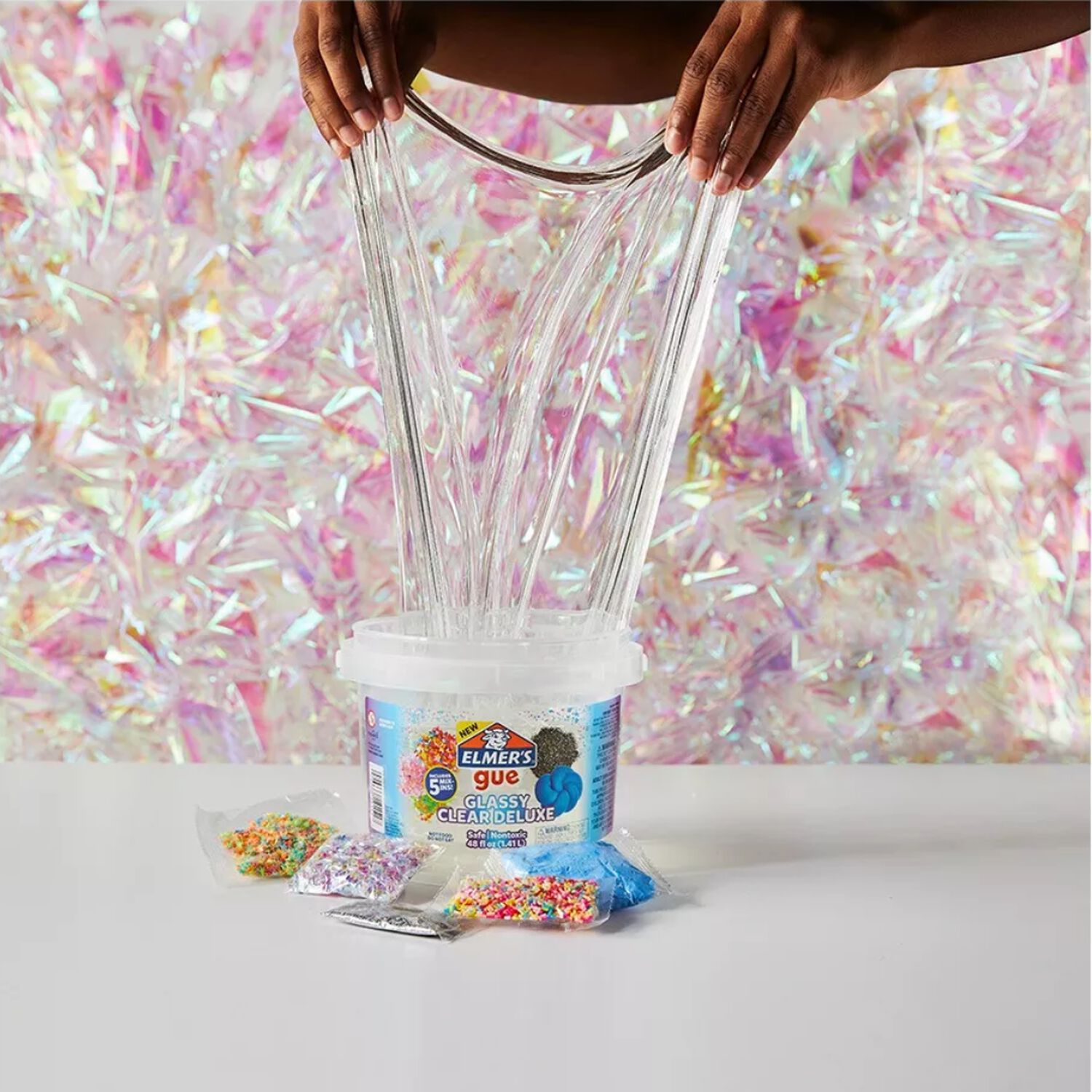 Elmer's Kit Slime Gue Glassy Clear Deluxe Balde 1.4l 5 Toppings image number 3.0