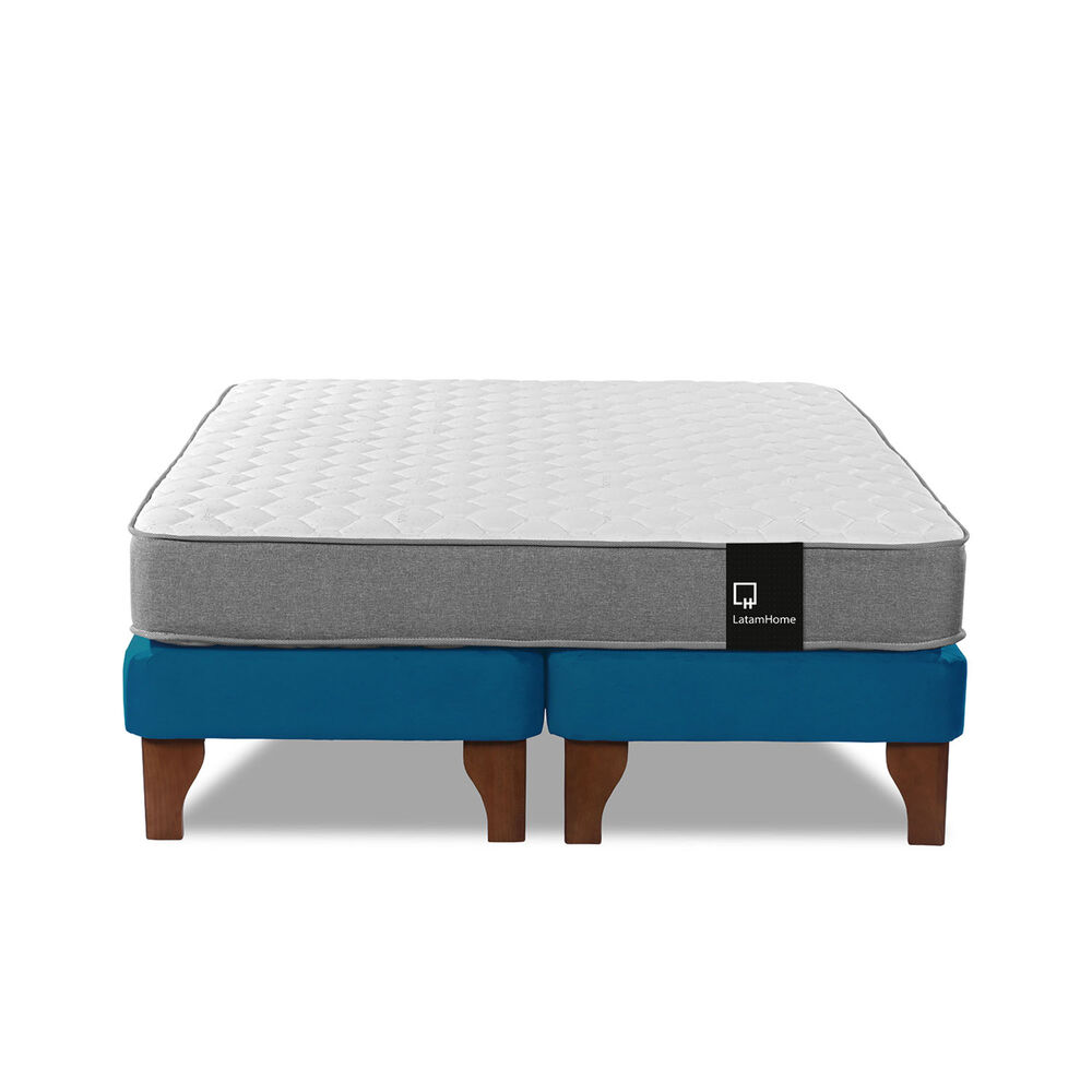 Cama Europea Zen Best Tela Velvet Azul 2 Plazas image number 3.0