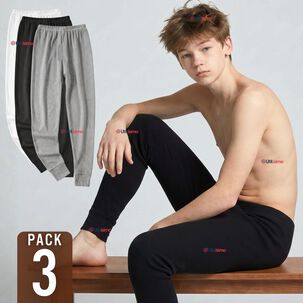 Pack 3 Calzoncillos Largos Algod&oacute;n Calza Invierno Primera Capa Juvenil