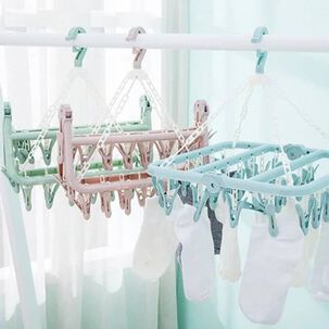 Colgador De Calcet&iacute;n Ropa Interior De 32 Clips Plegable